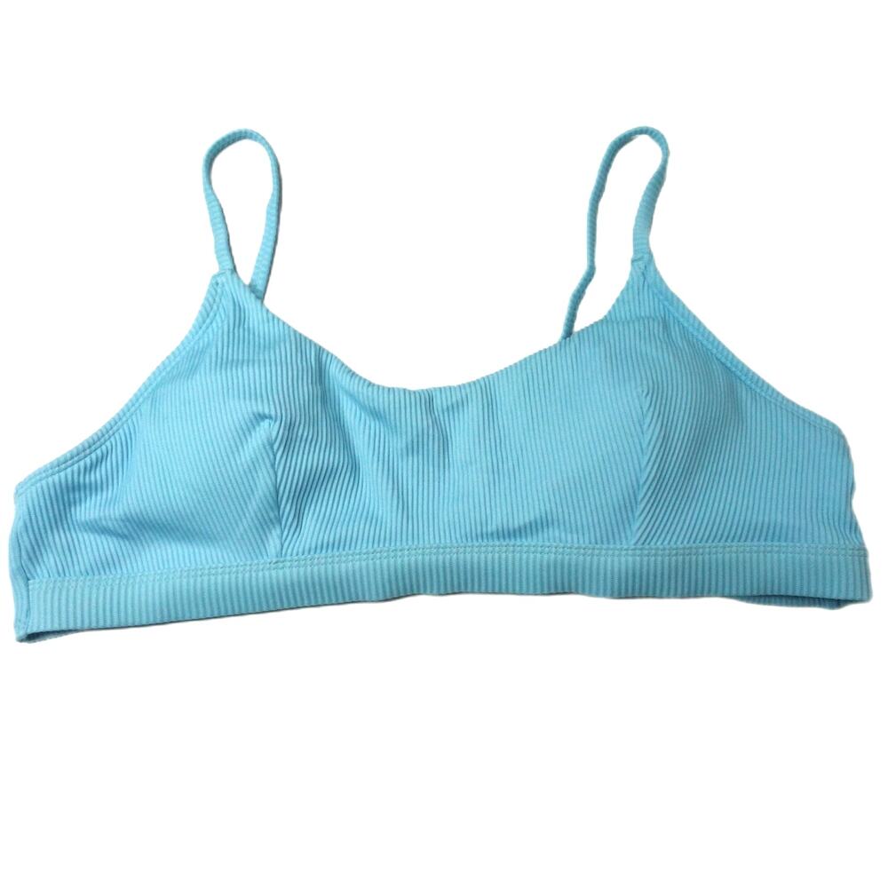 Cupshe Sky Blue Ribbed Bralette Bikini Top XL New with Tags V-Neck Swim
